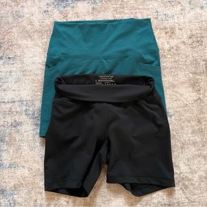 Women’s Yogalicious Bike Shorts, 2 pairs Black & Teal, Sz. Large (runs small)